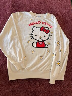 Hello Kitty White Graphic Sweatshirt with Daises